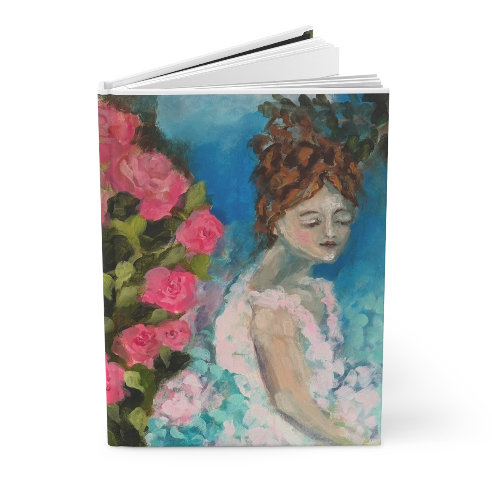 Waiting in the Rose Garden Hardcover Journal —  Art Notebook