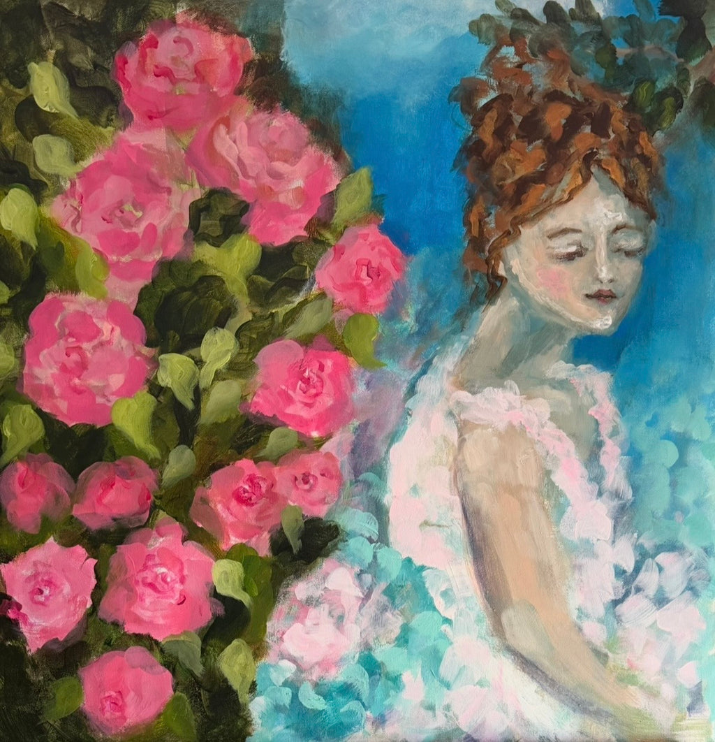 "Time in the Rose Garden" 24x 24 — Original Acrylic Artwork