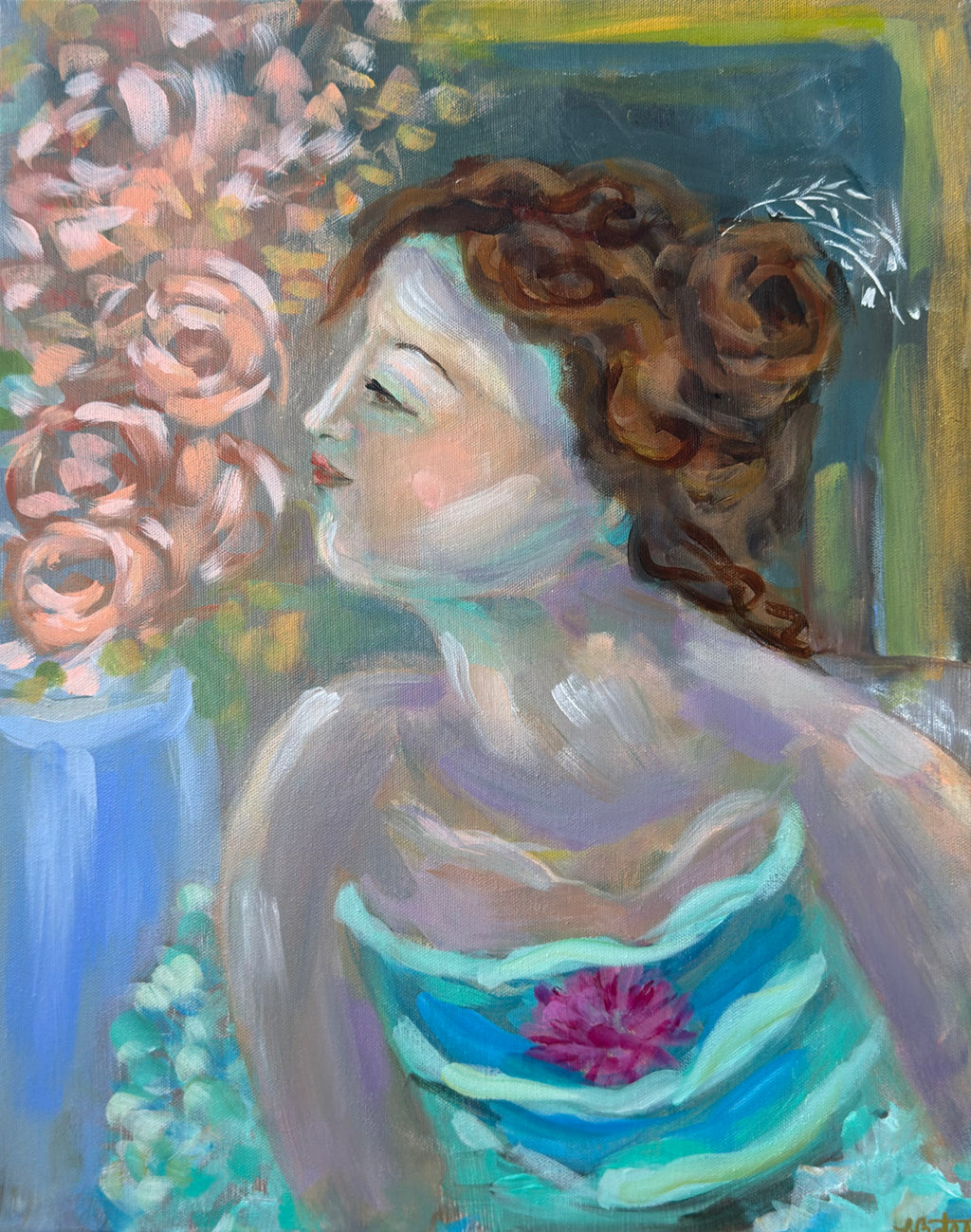 "Dancer in Teal" 16 x 20 Original Artwork