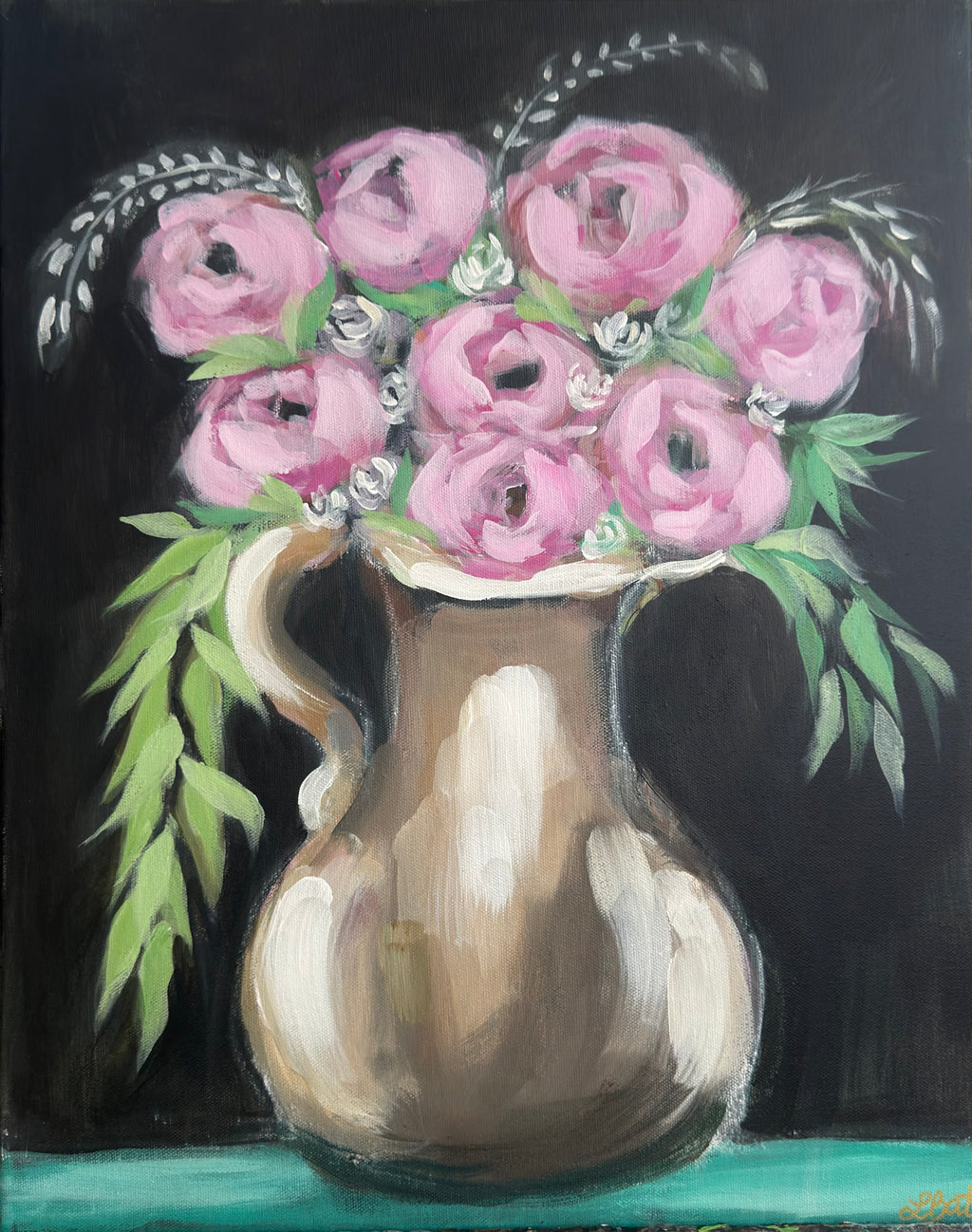 "Midnight Peonies" 16 x 24 Original Artwork
