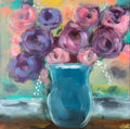 Confetti Surprise — original acrylic floral painting, 12x12 inches, by Linda Bates