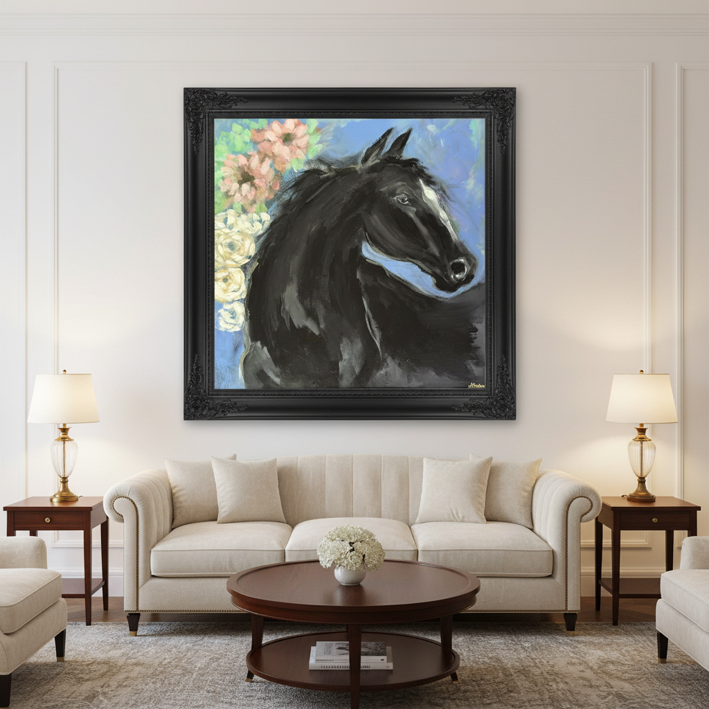 Room View 1 — The Gentle One in flat black frame